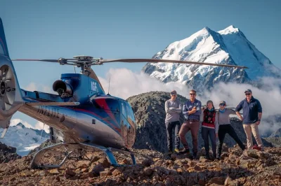 Helicopter tour over aoraki mt cook with alpine landing. see tasman glacier, valleys, and snow peaks. book your scenic flight from mt cook airport.