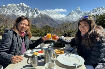 Fly over everest base camp from kathmandu, enjoy a stop at hotel everest view for breakfast, and take in himalayan peaks with a local guide. includes hotel pickup.