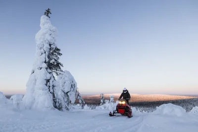 Ride a snowmobile around levi fell with a local guide, spot reindeer, and warm up in a lappish hut café. includes thermal clothing, english guidance, and snacks.