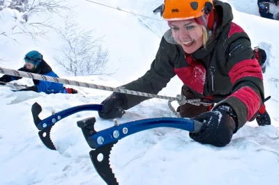 Try ice climbing in pyhä, lapland with a friendly local guide. includes all equipment, hot berry drinks by a bonfire, and two climbs at tajukangas ice fall.