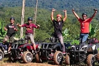 Ride an atv through lush rainforest trails near kuala lumpur, guided by locals. includes private hotel pickup, english-speaking driver, and time to swim at a hidden waterfall.