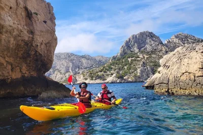 Kayak cassis’s calanques national park with a local guide. paddle to port-miou, port-pin, and en-vau. includes all gear, luggage holding, and online photos.