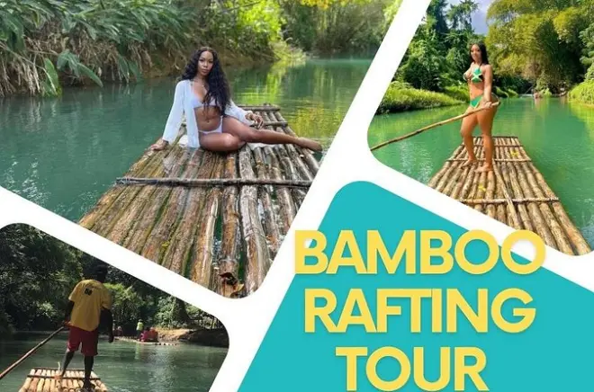 Rafting su zattera di bambù a Montego Bay con massaggio al calcare