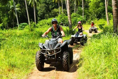 Ride through koh samui’s jungle on an atv, cross rivers, visit a hidden waterfall, and explore coconut groves with a local guide. includes hotel pickup and gear.