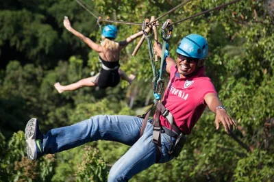 Experience lamai viewpoint’s zipline, cable car ride, and fish spa massage in koh samui. includes ticket, safety harness, and flexible entry time for your booking.