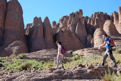 Explore morocco’s dades gorge and monkey fingers canyon on a guided trek with a local expert, including the roses valley. pickup and all fitness levels welcome.