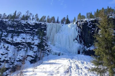 Walk through korouoma’s icy canyon, see frozen waterfalls, and share hot drinks by the fire. includes hotel pickup, snacks, and a local guide for your winter hike.
