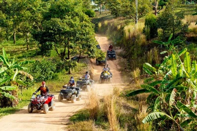 Ride atvs through koh samui’s jungle trails, mountain viewpoints, and a hidden waterfall. includes hotel pickup, local guide, safety gear, and refreshments.