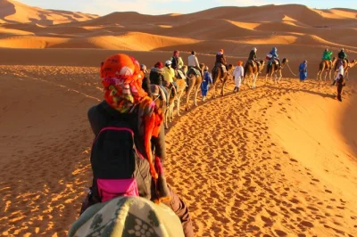 Découvrez un circuit privé de 3 jours de marrakech à merzouga, avec traversée de l’atlas, balade à dos de chameau au coucher du soleil et nuit sous les étoiles dans un camp saharien. transfert