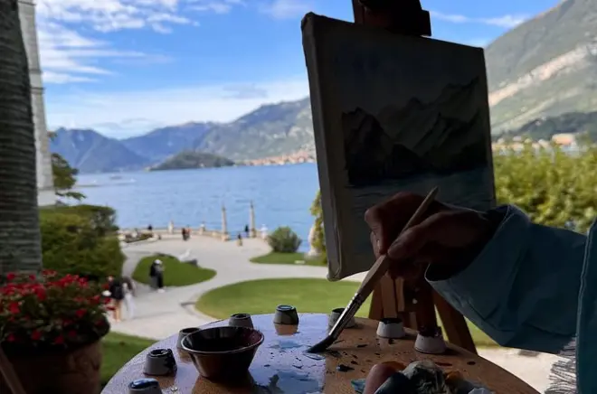Aula particular de pintura às margens do Lago de Como, Bellagio