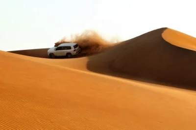 Feel the dubai desert with dune bashing, camel rides, live shows & a barbecue dinner. includes hotel pickup, guide, and all activities for a full evening out.