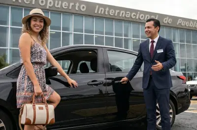 Traslado privado do aeroporto de Puebla com placa personalizada