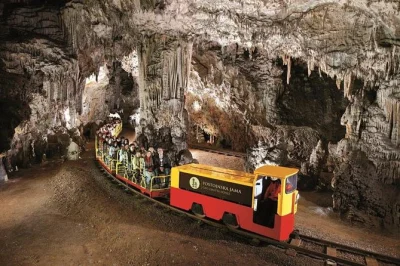 Explore postojna cave by electric train and visit predjama castle on a guided day trip from sistiana. wheelchair accessible, family-friendly tour.
