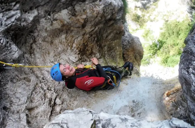 Canyoning in Triglav National Park: 50-meter rappels