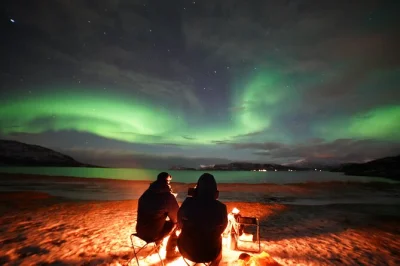 Erlebe die nordlichter bei tromsø, fahre in die fjorde bis zur finnischen grenze, wärme dich am lagerfeuer mit zimtkuchen und sichere dir dein eigenes aurora-porträt – abholung inklusive.