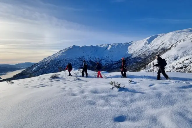 Randonnée en raquettes à Bergen sur sentiers de montagne hivernaux