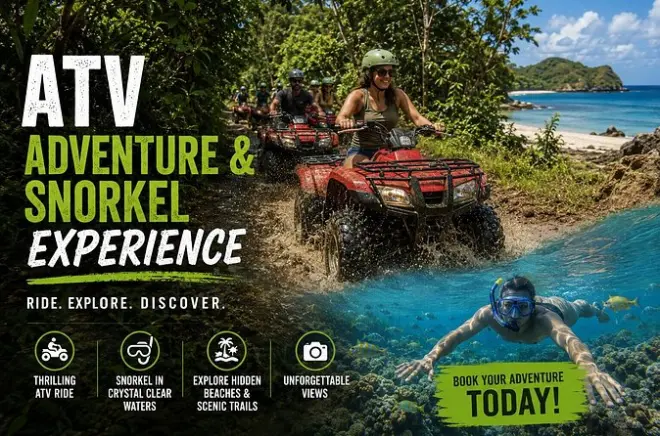 Snorkeling in Tamarindo with ATV ride through jungle