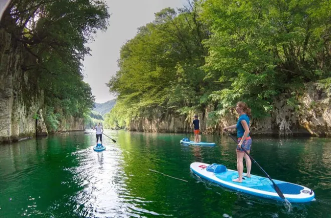 Bovec Soča Flusscanyons Stand-up-Paddle-Halbtagestour