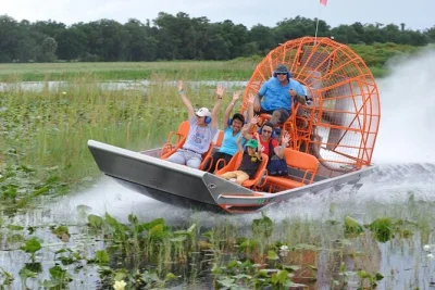 Feel the wind on a private airboat ride near orlando, spot wild alligators, stroll lakeside paths, and visit a native american village. includes admission & guide.