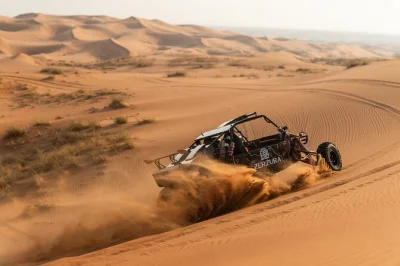 Vivez l’adrénaline d’un buggy dans le désert de mleiha, explorez fossil rock avec un guide local, faites du sandboard sur les dunes dorées, et savourez un dîner émirati en 3 plats—avec tran