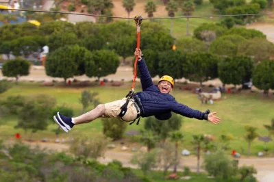 Feel your heart race on 5 ziplines and hanging bridges at las cañadas in ensenada. includes all safety gear, english/spanish guide, and bottled water at the rest terrace.