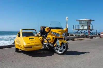 Motorrad-Seitenwagen-Tour Carlsbad: Ocean Beach Pier & Weingut