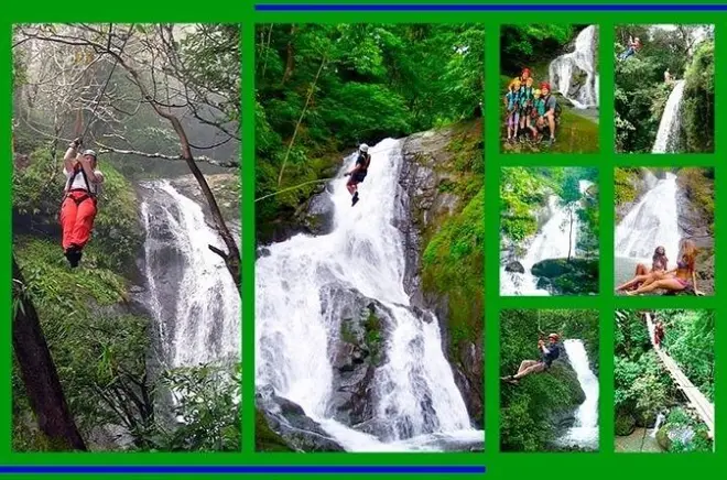 Canopy sobre 11 cascadas cerca de Jaco: 18 líneas en un tour