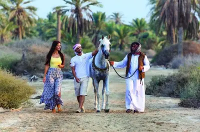 Reiten in Manama: Arabische Pferde bei Sonnenaufgang