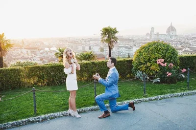 Feel the nerves and joy of proposing in florence with a local photographer at piazzale michelangelo. includes edited images, flexible session, and easy booking.
