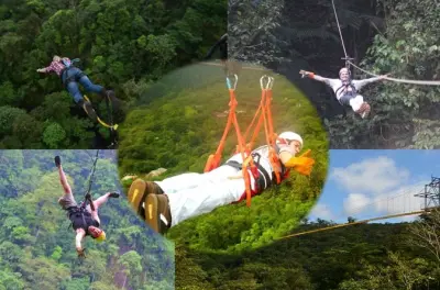 Salto de bungee e tirolesa sobre o rio La Balsa, perto de San José
