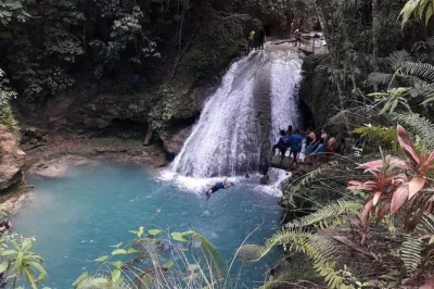Feel the cool rush of ocho rios at blue hole and dunn's river falls, with all entry fees, private transport, and a friendly local guide included for a seamless adventure.