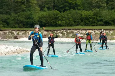 Stand-up-Paddling auf der Soča mit Wildwasser in Bovec