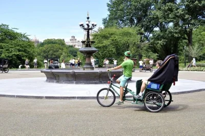 Vive el pulso de la ciudad en un tour privado en pedicab por central park. paradas en strawberry fields, bow bridge y bethesda fountain con guía y momentos para fotos.