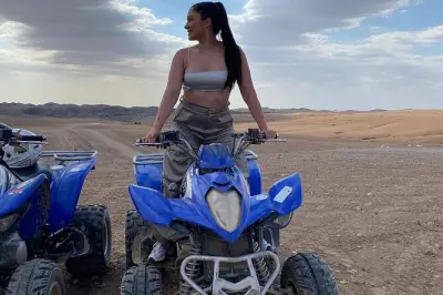 Quad biking in Agafay desert: Steep tracks and village views