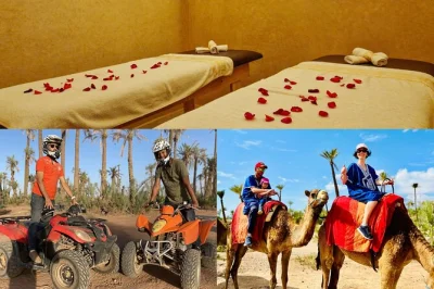 Feel the rhythm of marrakech with a camel ride in the palmeraie, quad bike adventure, and hammam spa treatment. includes pickup, massage, and mint tea.