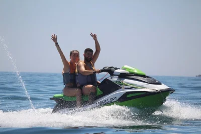 Feel the wind on a jet ski in armação de pêra, algarve. no license needed, includes safety briefing, life jacket & flexible rental times. book direct beach access.