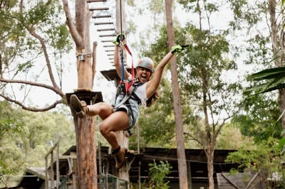 Feel your heart race on australia’s biggest aerial adventure at tamborine mountain. tackle 140+ challenges, soar ziplines, and explore lush rainforest with all gear included.