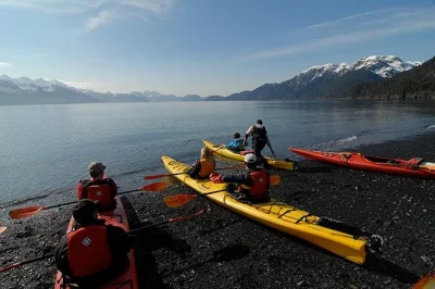 Découvrez seward avec un guide local, pagayez dans la baie resurrection depuis une plage privée, observez loutres de mer et pygargues, avec équipement et transferts inclus.
