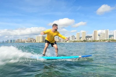Feel the thrill of your first wave on waikiki beach with a small-group surfing lesson, certified local instructors, and all gear included—plus safe storage for your stuff.