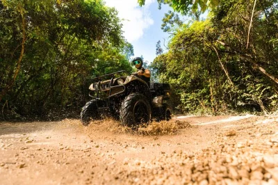 Vive la emoción en la selva maya cerca de cancún: paseo en atv, circuito de tirolesas, nado en cenote, degustación de tequila y traslado incluido para un día completo de aventura.