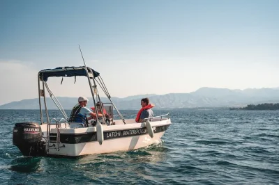 Feel the thrill of driving your own speedboat from latchi to cyprus’s blue lagoon, sea caves, and hidden beaches. includes briefing, cool box, and all safety gear.