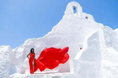 Fotos con vestido volador en Mykonos: 50 fotos profesionales