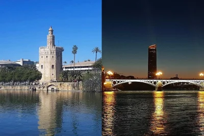 Erlebe eine entspannte bootsfahrt auf dem guadalquivir in sevilla mit einem 5-gänge-menü, unbegrenzten getränken und blick auf die triana-brücke. inklusive mittag- oder abendessen.