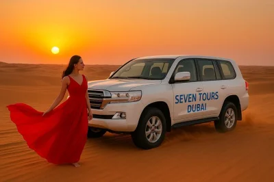 Vivez l’adrénaline du dune bashing et du sandboard dans le désert d’al lahbab à dubaï, détendez-vous lors d’une balade à dos de chameau au coucher du soleil, puis savourez un dîner bbq av