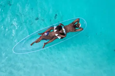 Foto con drone e kayak trasparente a Nassau: Immagini da rivista