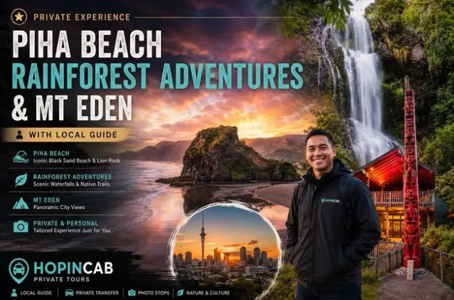 Tour privato a Piha Beach e Mount Eden da Auckland con guida