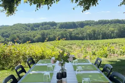 Mittagessen im Chateau Lestevenie: Charcuterie und Ausblick