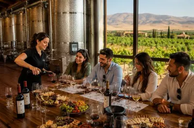 Dégustation au vignoble Fireland près de Baku avec échantillons en barrique