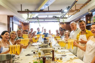 Roll fresh pasta, flambé truffle in a parmesan wheel, and craft tiramisù with a local chef in florence. includes dinner, wine, and all ingredients.