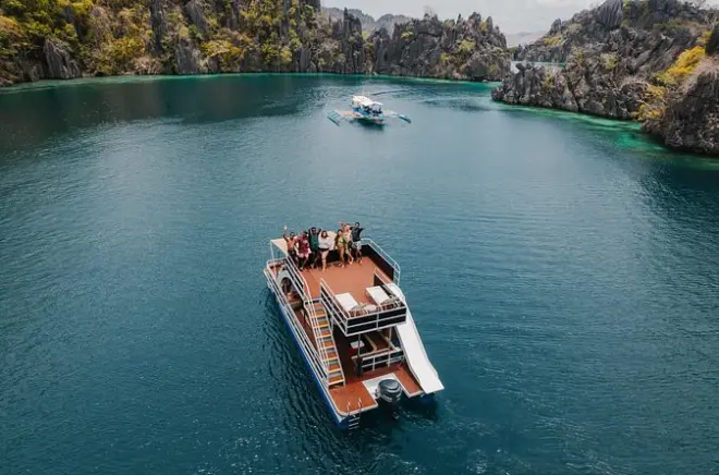 Coron Island Hopping Private Double-Decker Party Boat Waterslide